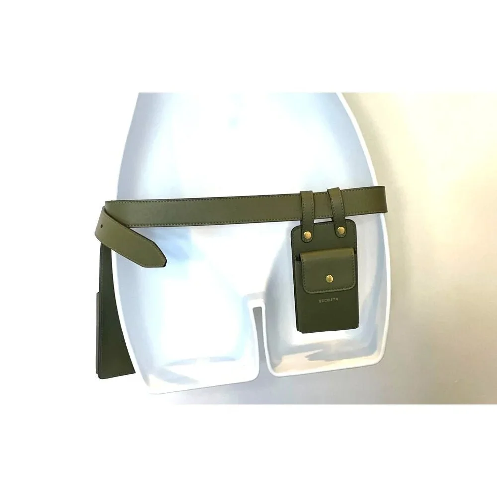 Fendi Vitello Glacier Utility Belt Olive Green Olive Green Leather Gold Accents
